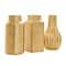 8" Gold Ceramic Geometric Dimensional Textured Vase Set with Grid Patterns